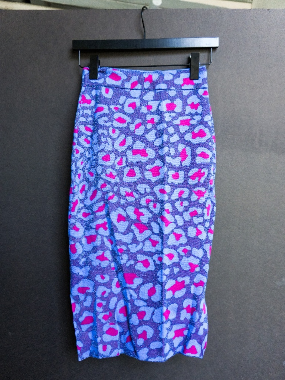 Wool Metallic Leopard Pencil Skirt